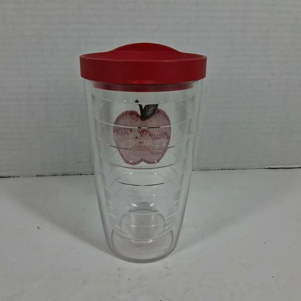 Tervis 16oz Insulated Tumbler with Red Lid #1 Teacher‎ Apple Patch Clear Cup